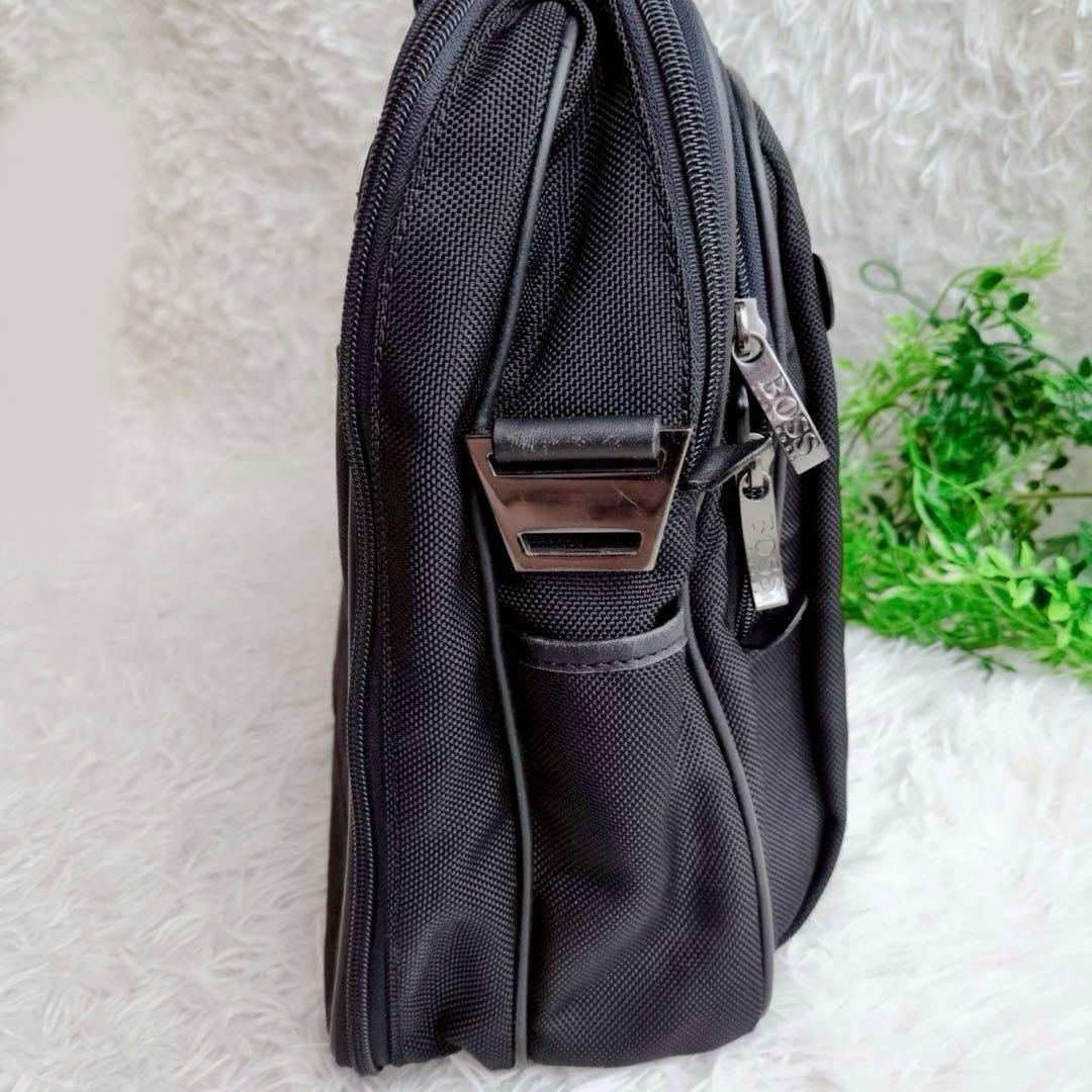 ◾︎美品◾︎ ヒューゴボス ビジネスバッグ 2way 2層 ロゴ ナイロン レザー