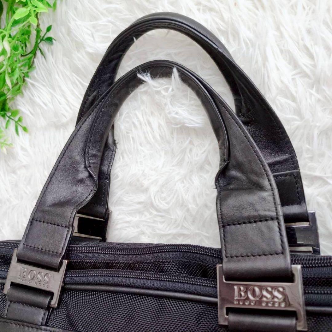 ◾︎美品◾︎ ヒューゴボス ビジネスバッグ 2way 2層 ロゴ ナイロン レザー
