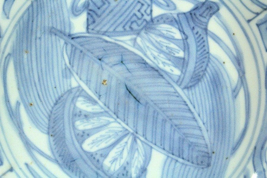 中国美術 古染付 兜鉢 折口碗 芙蓉手 明 φ20.5cm 旧家蔵出