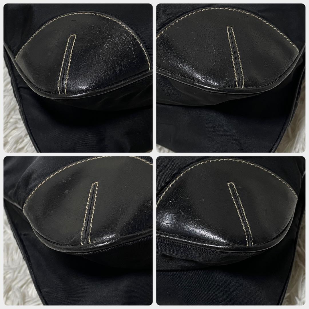 【美品】PRADA プラダ　ショルダーバッグ　ナイロン　レザー　ブラック　黒