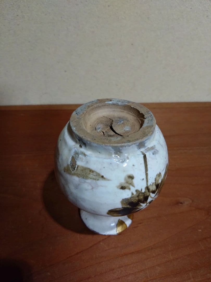 磁州窯 鉄絵 兎福 草花紋 小徳利