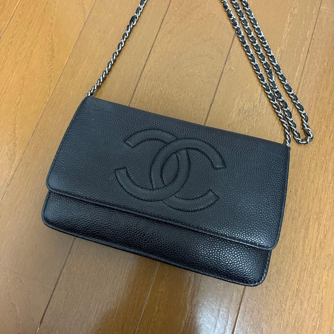 CHANEL ブラックレザー ショルダーバッグ