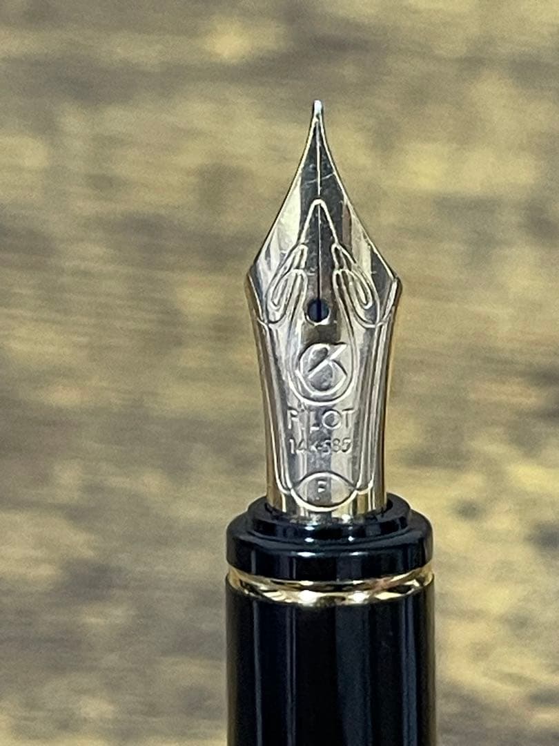 試筆のみ 1995年製 旧型 グランセ 14金 細字 グリーン マーブル 万年筆