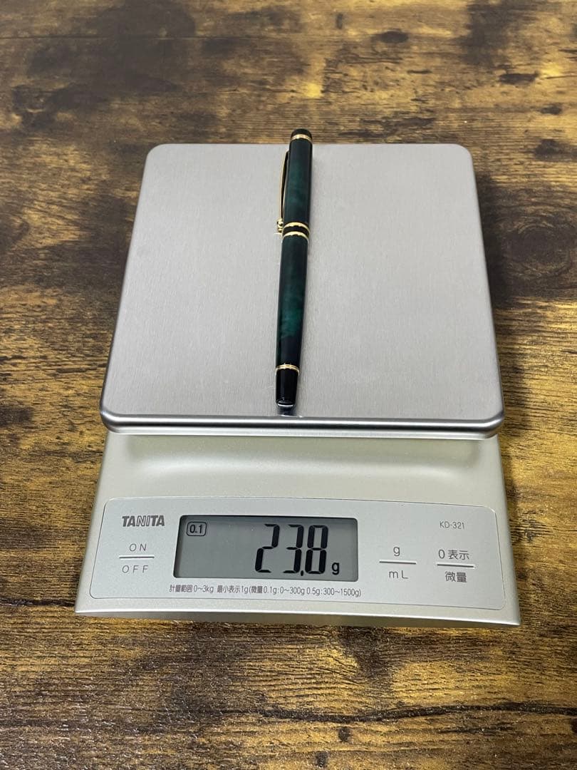 試筆のみ 1995年製 旧型 グランセ 14金 細字 グリーン マーブル 万年筆