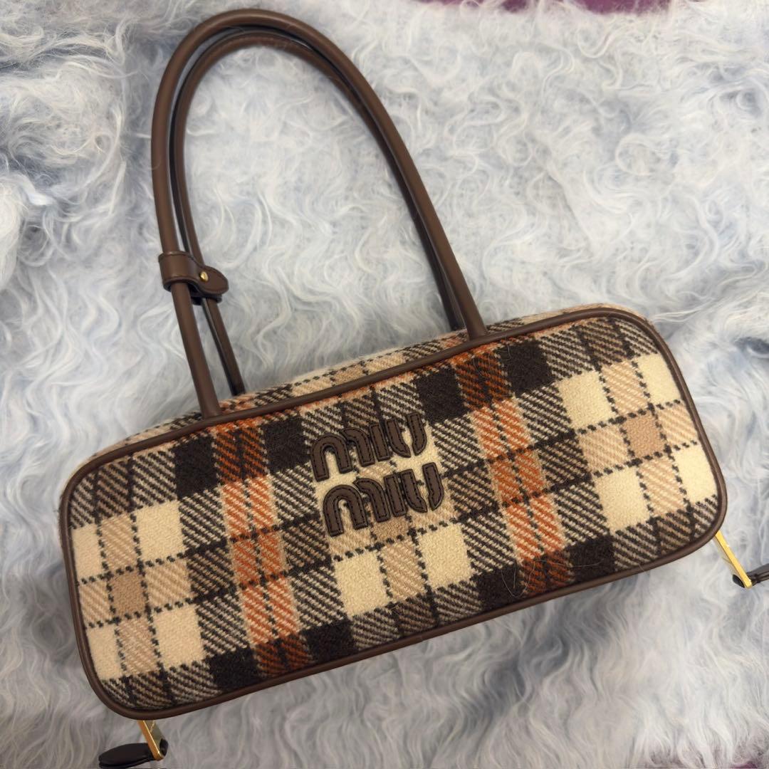 miu miu チェック柄 ハンドバッグ　ボー　ウォニョン