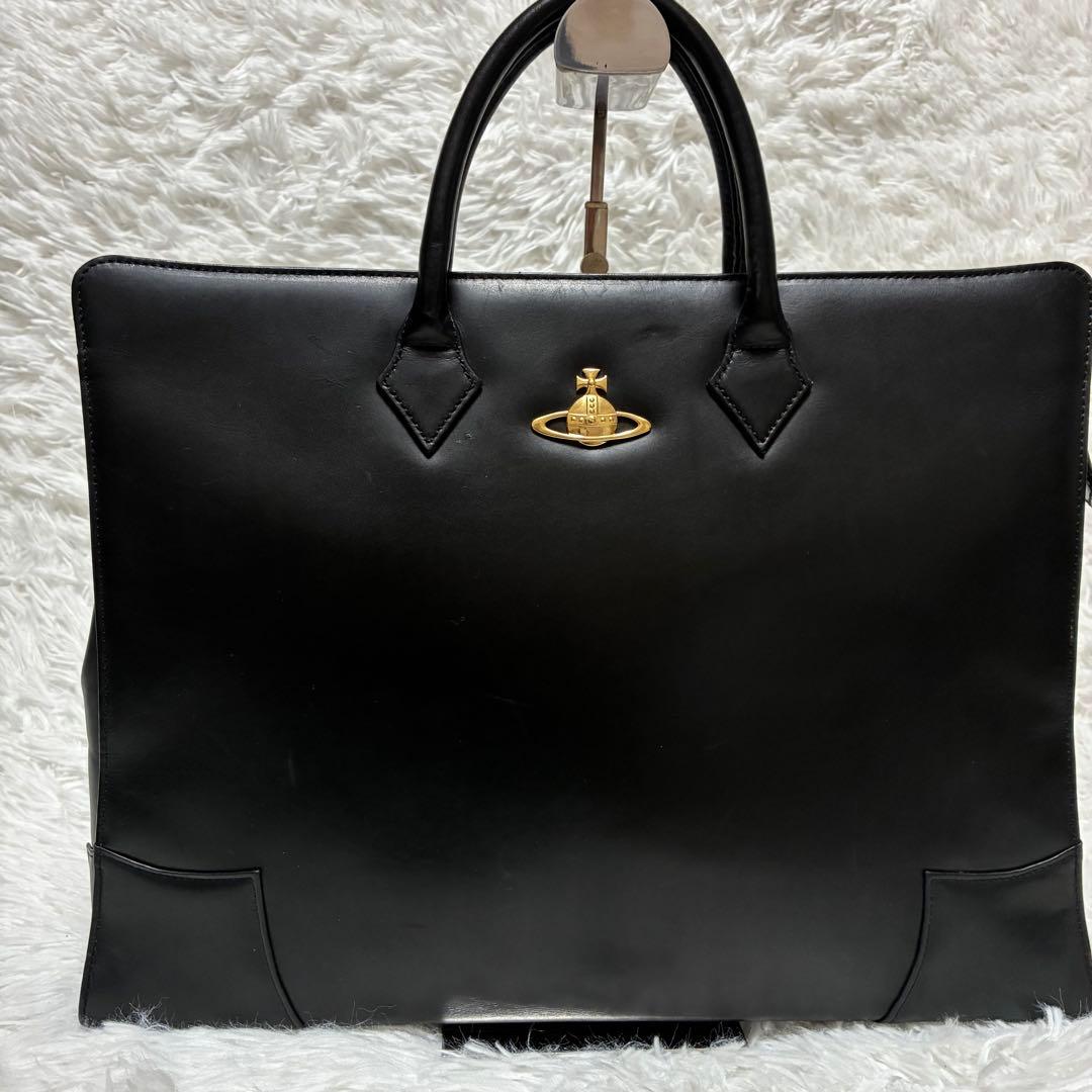 ヴィヴィアンウエストウッド　ビジネスバッグ　金オーブ　ブラック　レザー