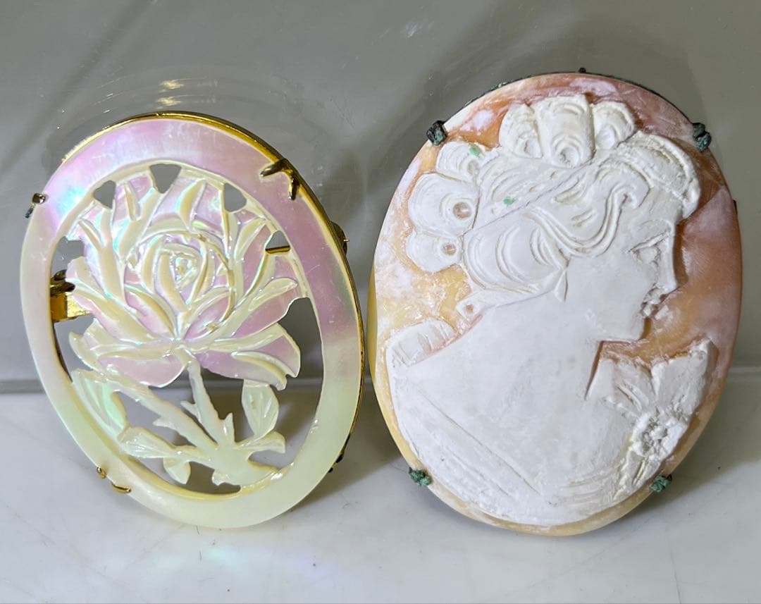 本シェルカメオ、ストーンカメオ上手物 タエチ 44g 東里8-0108☆2F