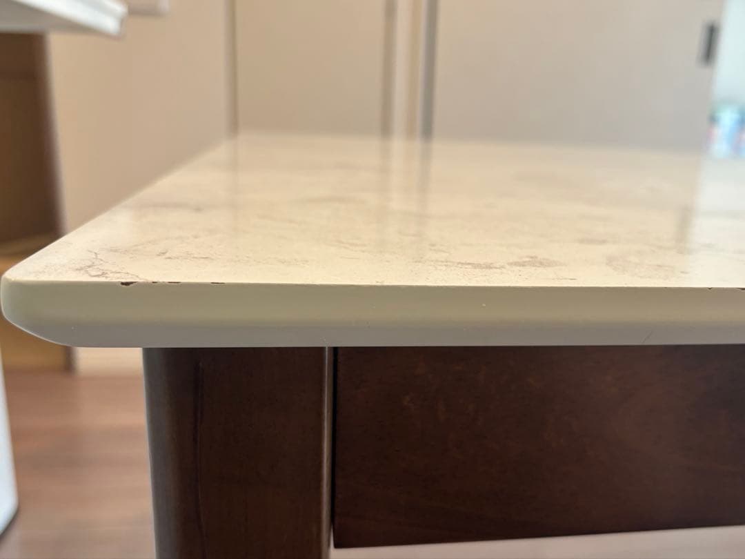 大理石柄ダイニングテーブル　拡張式