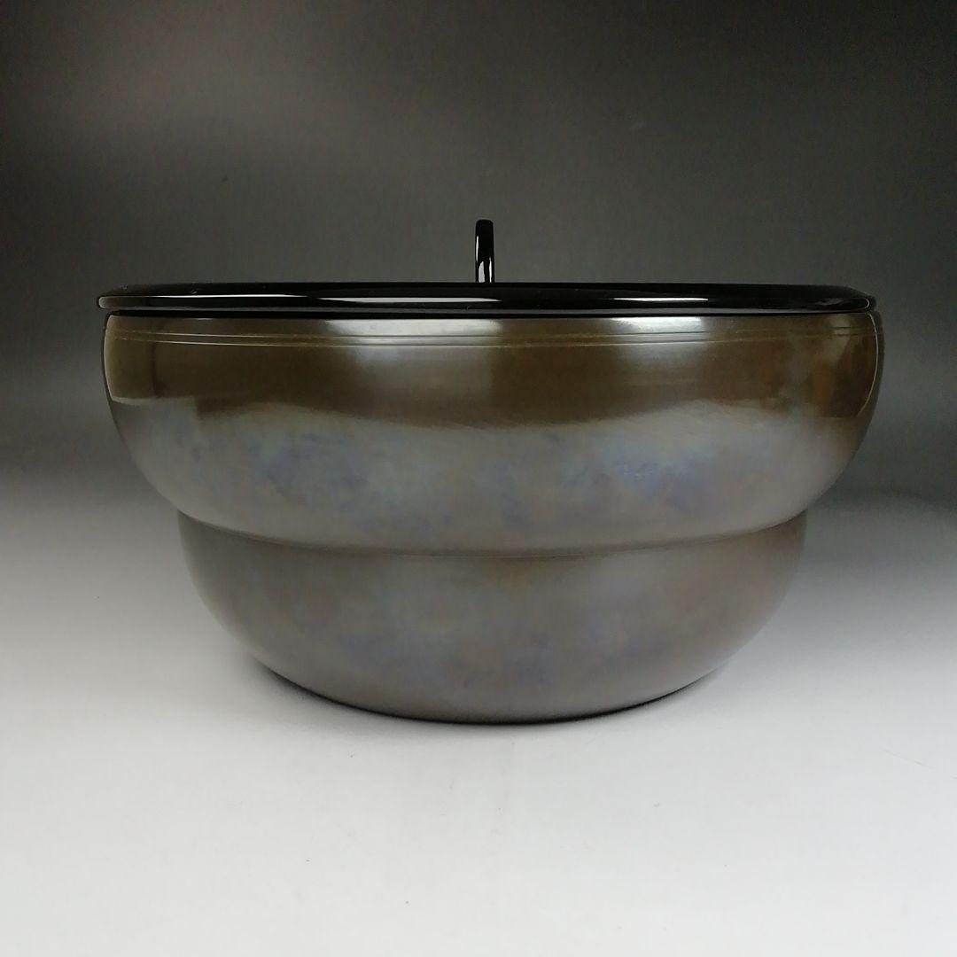 Ｗ３５　水指　『砂張銅』『箪瓢　平水指』『唐銅風炉師　藤井宗喜』　共箱　茶道具