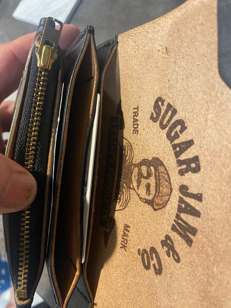 SUGAR JAM & CO. 黒い財布　栃木レザー　2回使用　チェーン付　美品