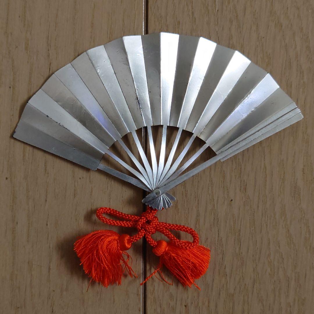 純銀製 置物 扇4号（松竹梅）武比古作