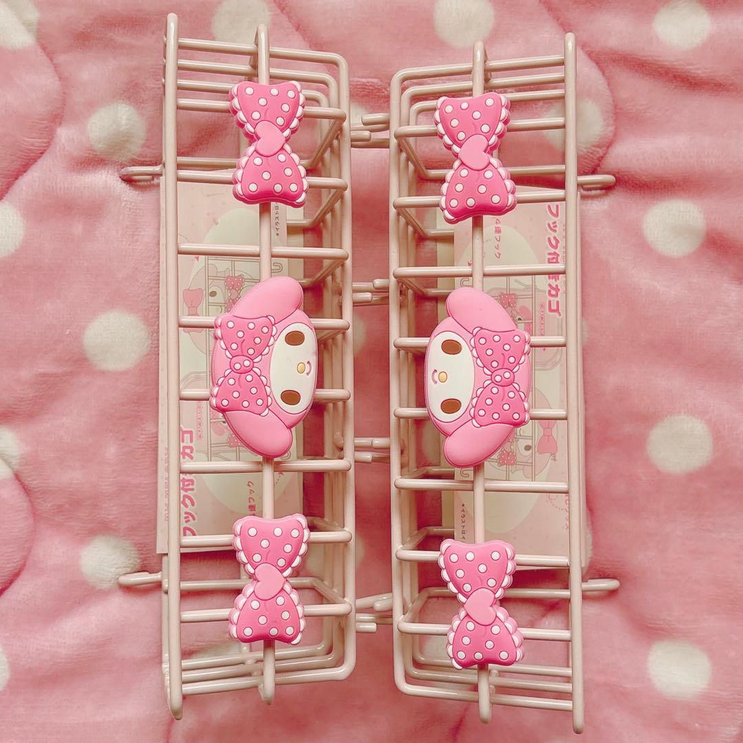 マイメロ 推しをかわいく飾り隊 ワイヤーネット フック付きカゴ