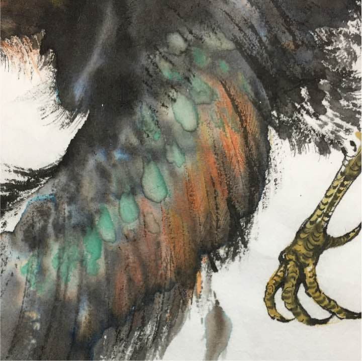 戦い、和紙23cm×33,6cm、墨