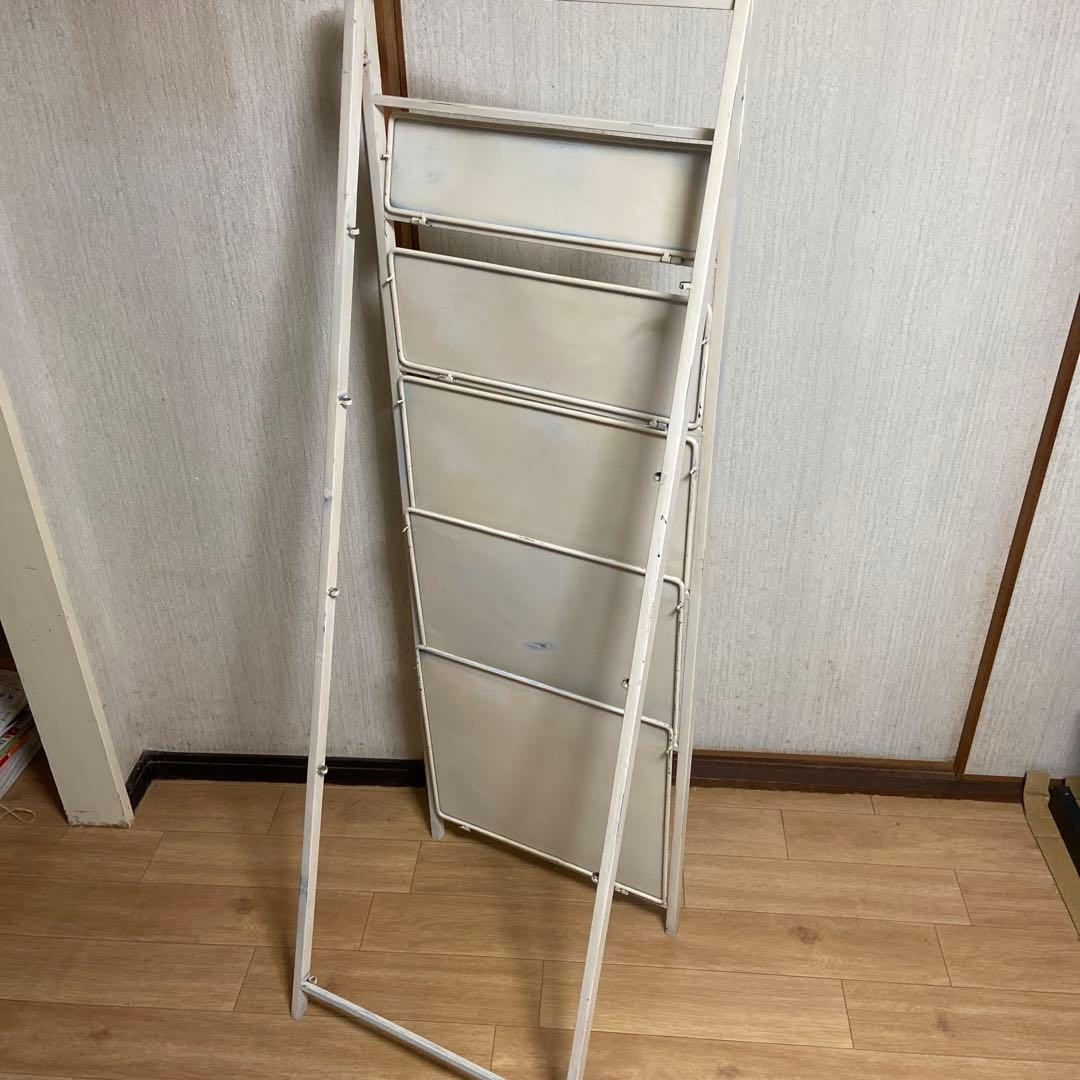 折りたたみ アイアンラック シェルフ アイボリー