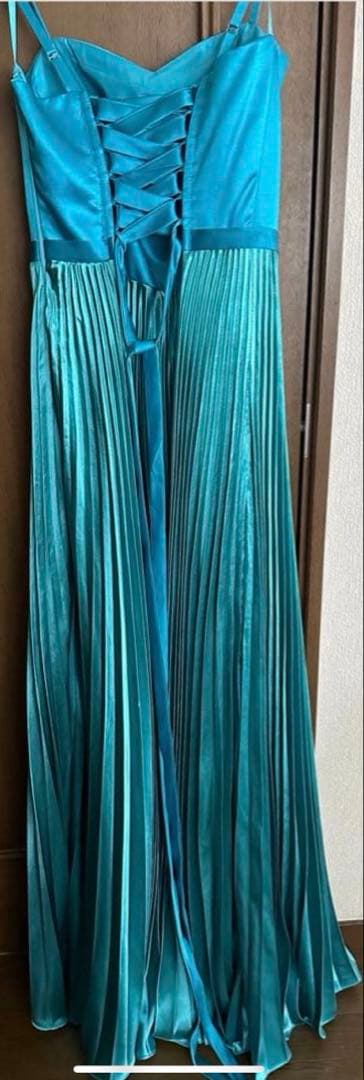 ターコイズ ストラップレス Aラインドレス ドレスルームアミ