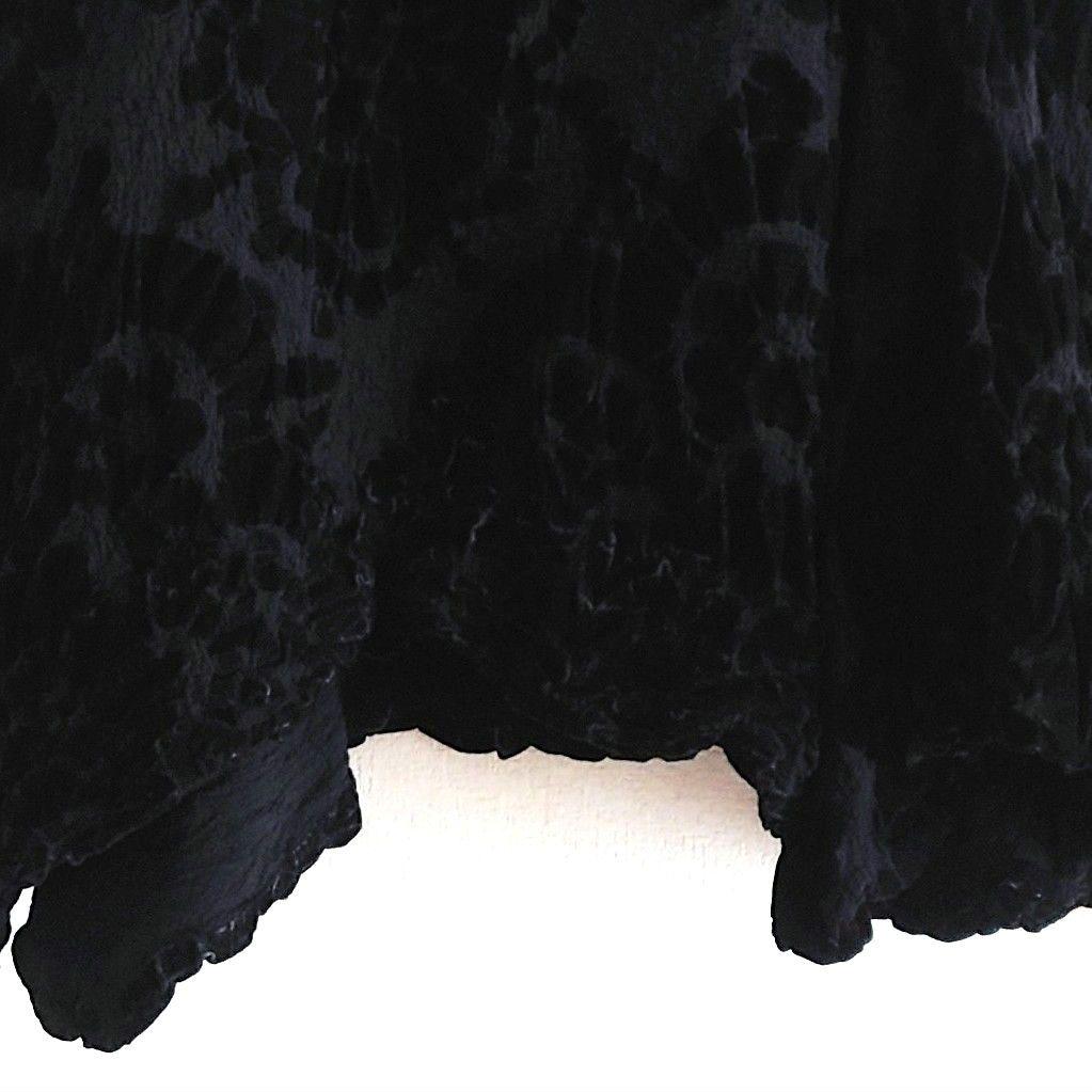 o ミー イッセイミヤケ スカート 立体 花柄 アシメ ベロア風 変形 黒