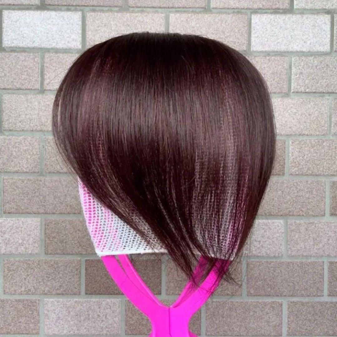 人毛100% 総￼手植 医療用部分ウィッグ ヘアピース ダークブラウンブラック