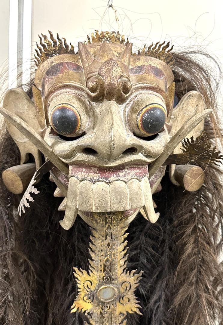 珍品 レア品 バリ島 バロンダンス 舞踊用 お面 民芸 木彫り インドネシア
