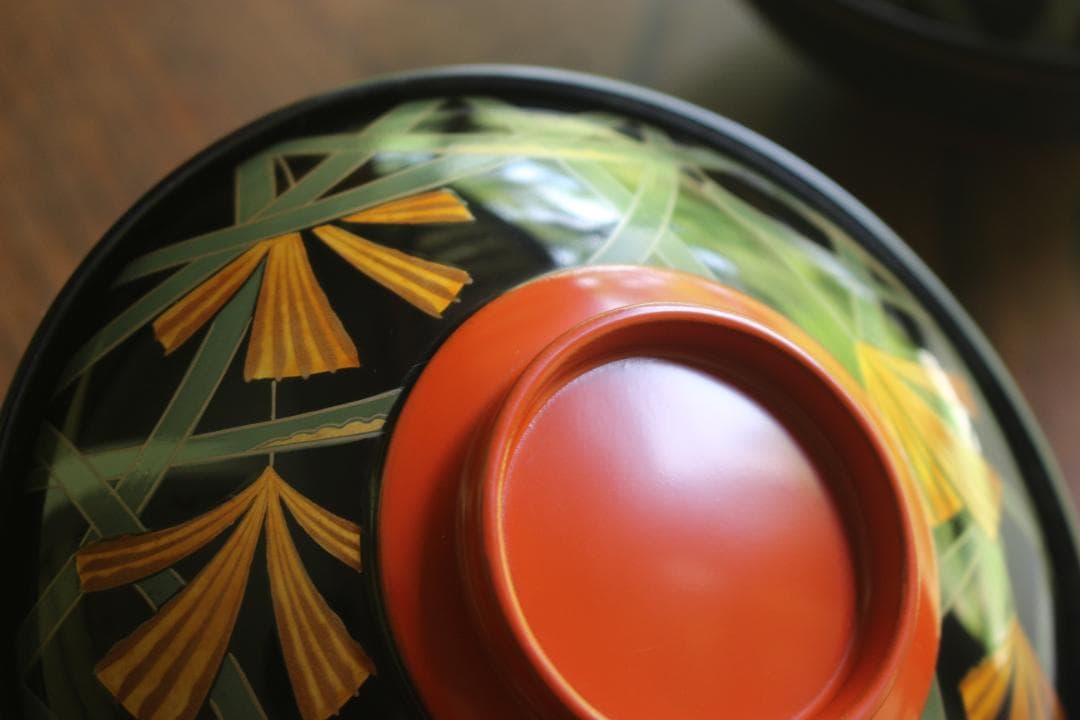 デッドストック！極上ススキ文に優美な内銀雁蒔絵の大椀2