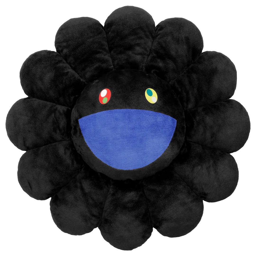 年始セール❗️カイカイキキ『村上隆』お花クッション / ブラックx青 (30cm)