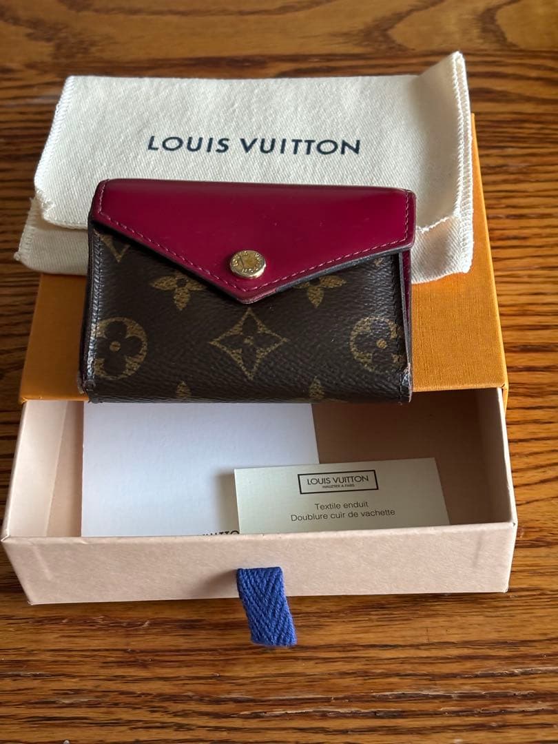 LOUIS VUITTON 三つ折り財布 ブラウン/ワインレッド
