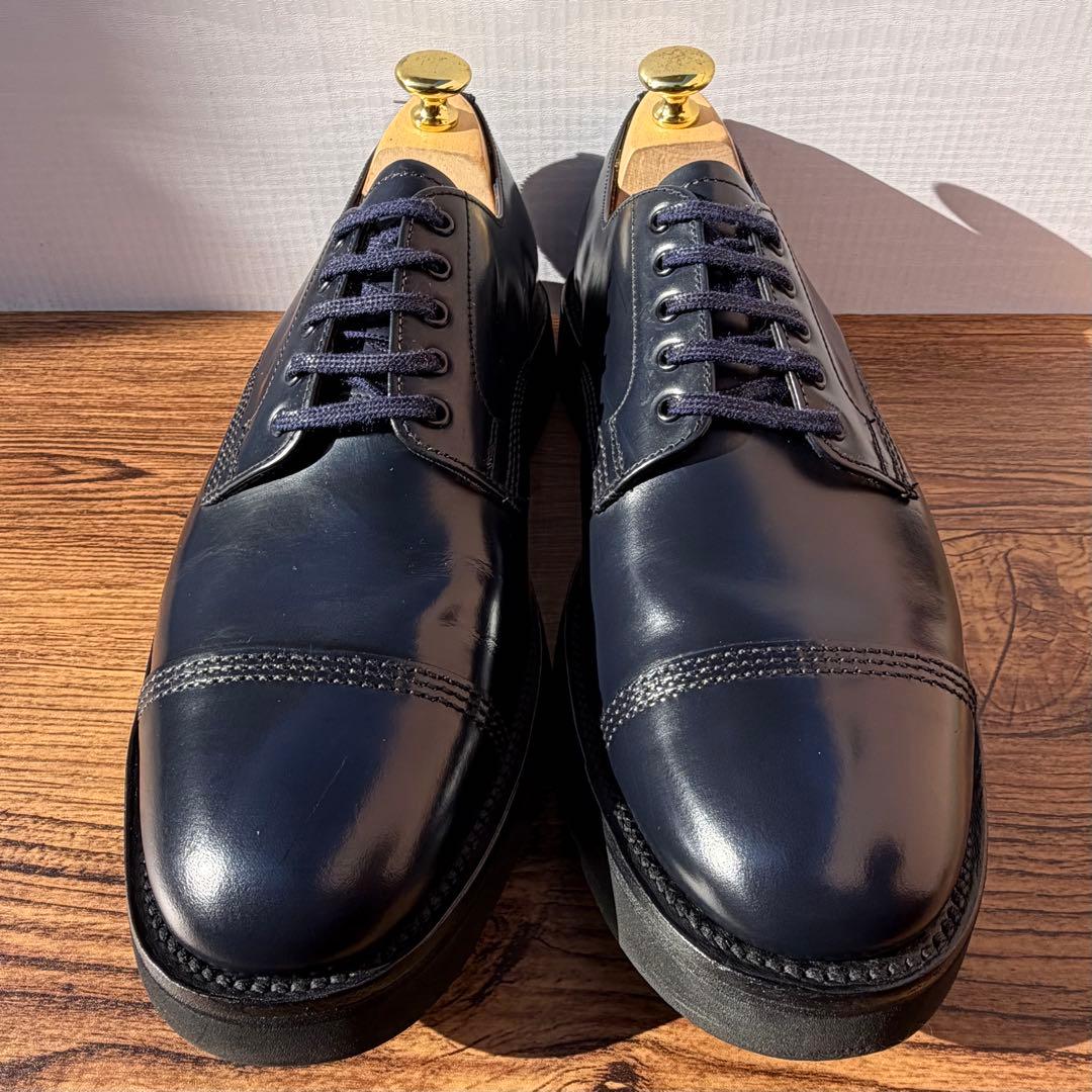 SANDERS サンダース ミリタリーダービー UK7.5 ネイビー 外羽根