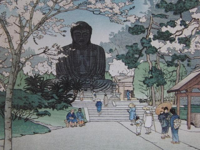 チャールズ・バートレット、【鎌倉大仏】、希少な額装用画集より、美品、新品額装付