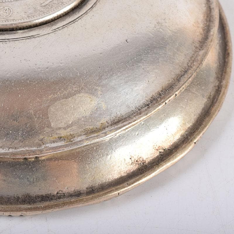 煎茶道具 中華銀幣刻印装飾 龍笹文茶托 五客 壹圓 C R8917