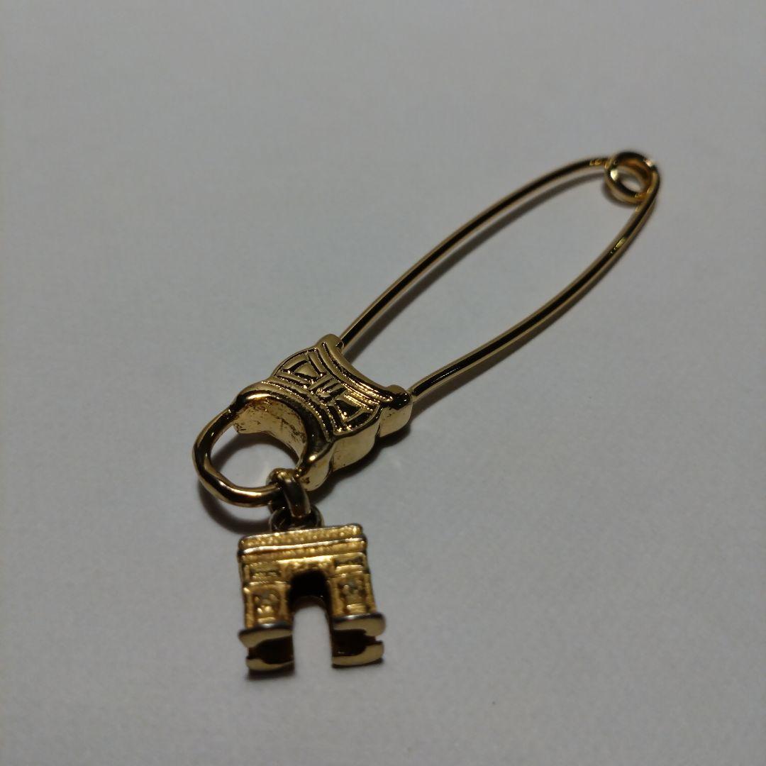 CELINE セリーヌ ヴィンテージ ブローチ 安全ピン マカダム柄 ゴールド