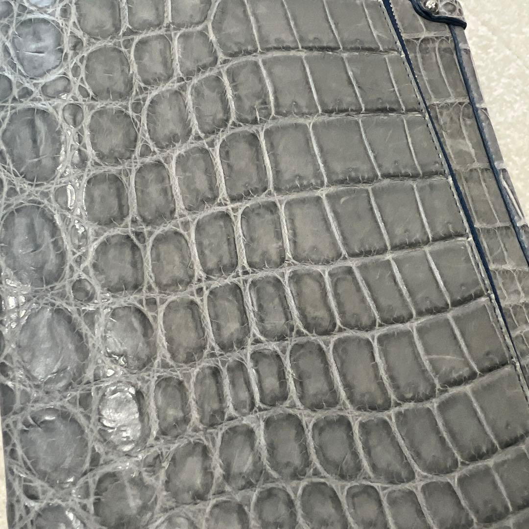 り*様 【極美品】　JRA認定　クロコダイル　ショルダーバッグ　ブルーグレー