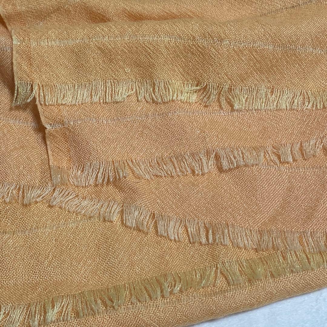 ロロピアーナ　カシミヤシルク　大判ストール　オレンジ系　バイカラー　イタリア製