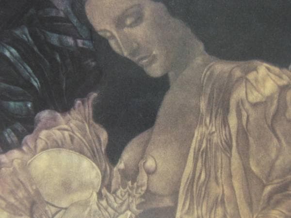 池田満寿夫、【貝を持つヴィナス】、豪華・希少画集画、新品高級額・額装付