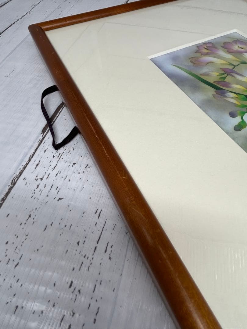 送料込み⭐︎有線七宝作家【陶板画 フリージアの花】七宝焼 安藤 七宝