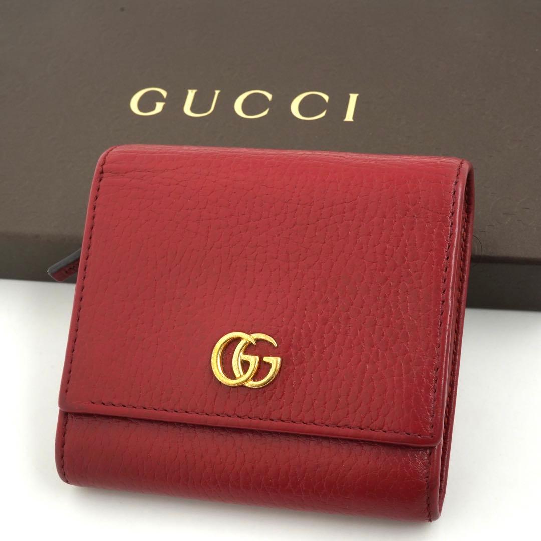✨未使用展示品✨GUCCI ミニ財布マーモント二つ折りエンボスロゴGG