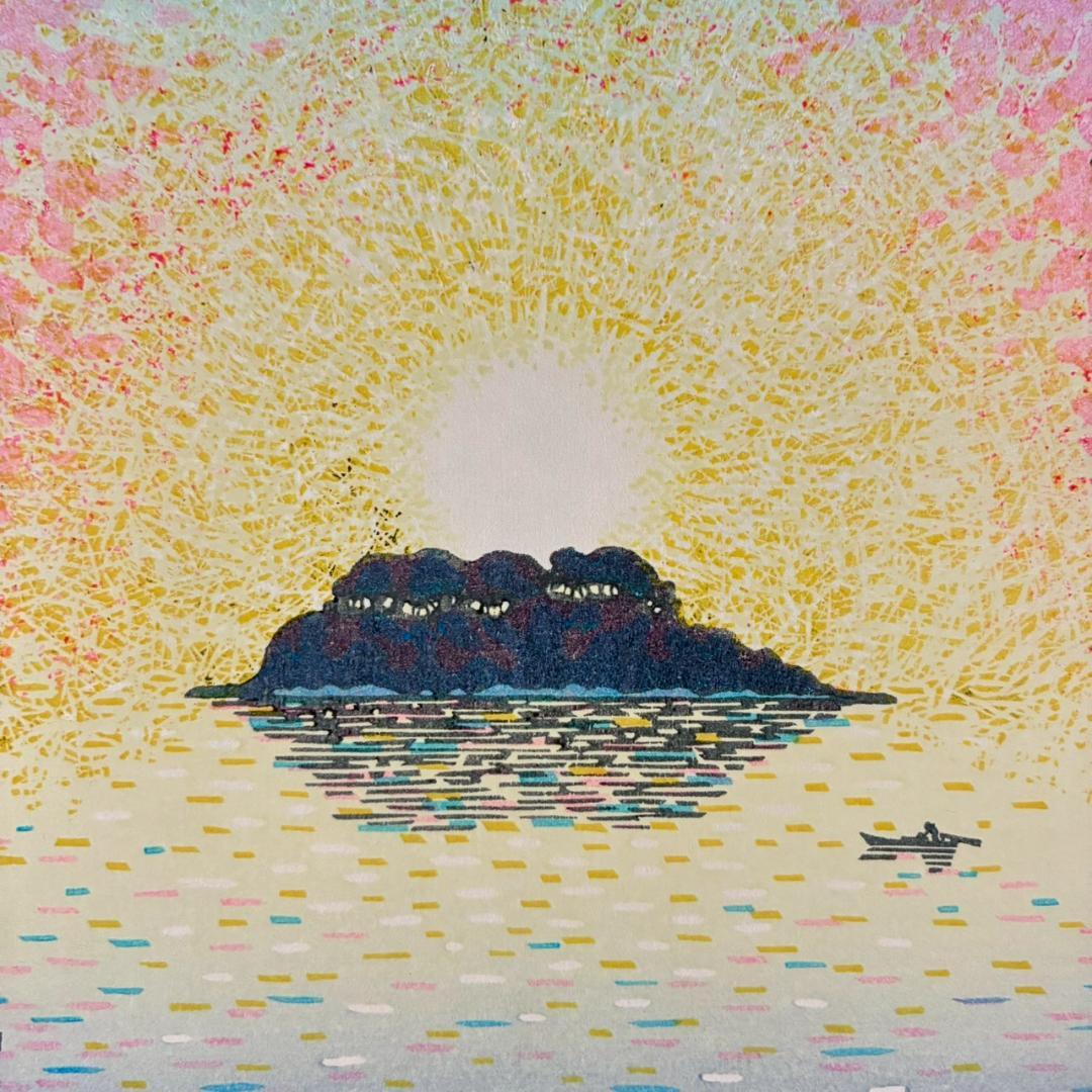 美品 牧野宗則「光彩」木版画 1987年制作 直筆サイン入り 額縁入り人気