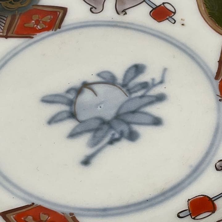 蔵出し 骨董 小皿 5枚セット うさぎ 風炉釜 桃図