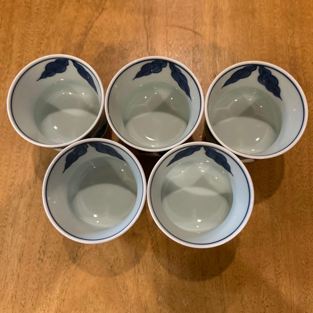 源右衛門窯　染付向日葵（そめつけひまわり）　湯呑み　五個