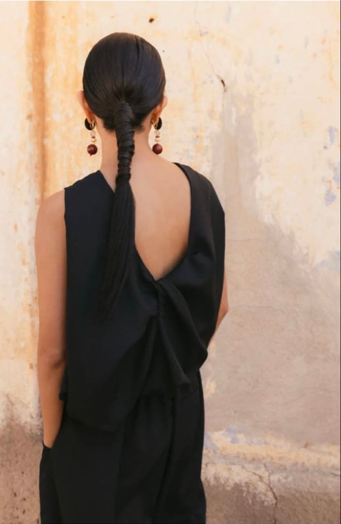 nala Linen like balloon tops ブラック4way