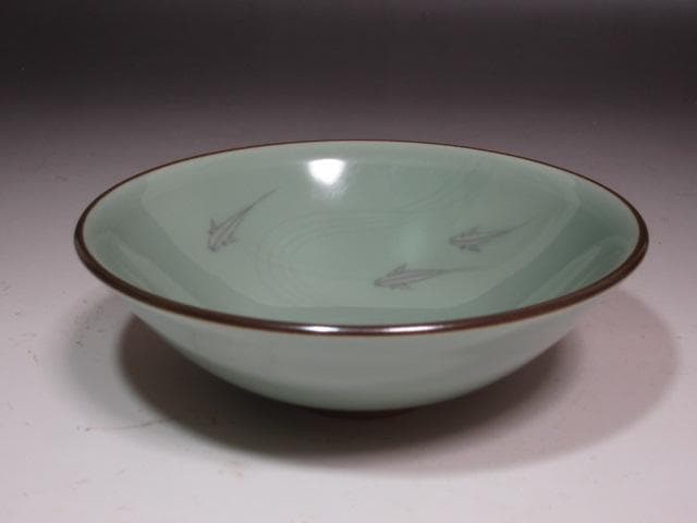 ☆ 手塚玉堂 青磁茶碗 裏千家 十五代 鵬雲斎の花押がございます☆x254