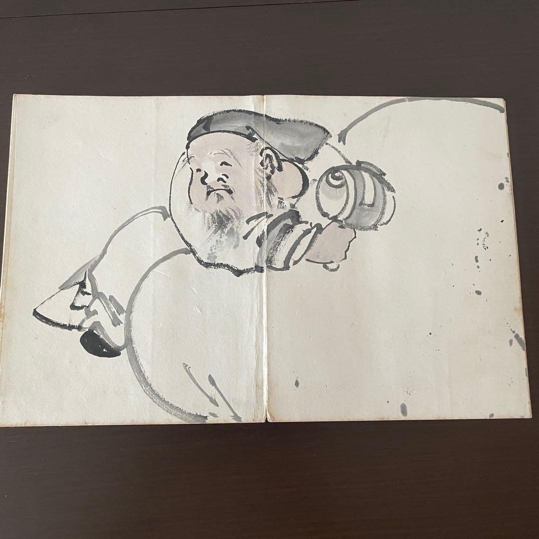 河鍋 暁斎　画帖　見開き17枚の絵　日本画　骨董　アンティーク　絵画