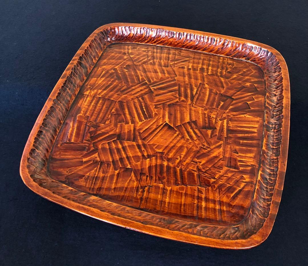 《R》伝統工芸 讃岐彫 小膳2客 讃岐膳 讃岐盆 木製漆器　251007あ7