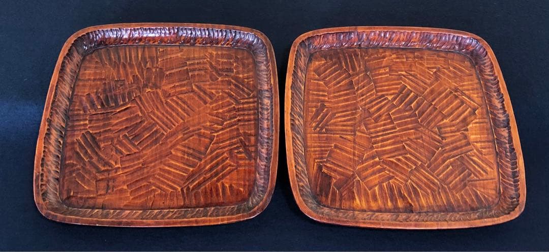 《R》伝統工芸 讃岐彫 小膳2客 讃岐膳 讃岐盆 木製漆器　251007あ7