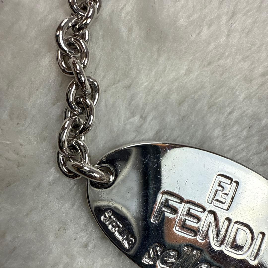フェンディ ブレスレット セレリア ロゴ プレート シルバー　美品