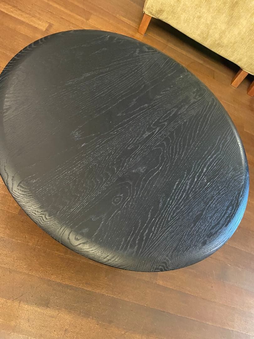 黒い円形座卓 木製丸テーブルスコープ東屋