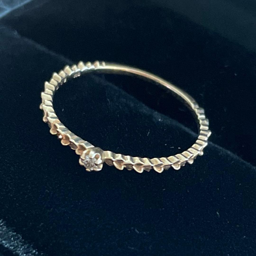 agate アガットダイヤモンドラブハートリング（K10PG ）13号