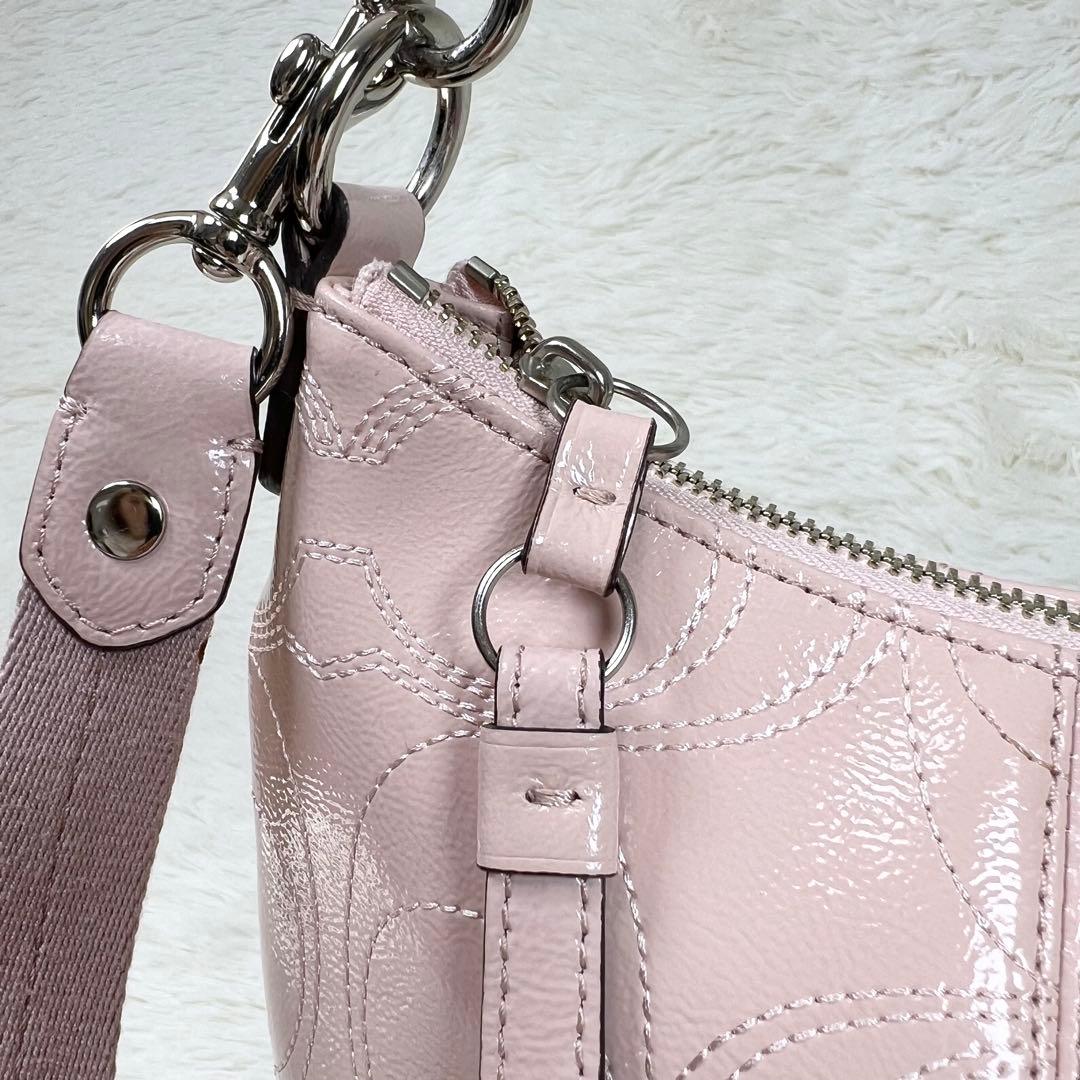 コーチ ワンショルダー アクセサリーポーチ シグネチャー 2way ピンク