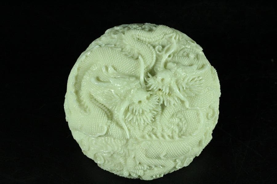 平戸 超絶技巧 龍紋 香合 蓋物 共箱 二重箱(K-YC521)