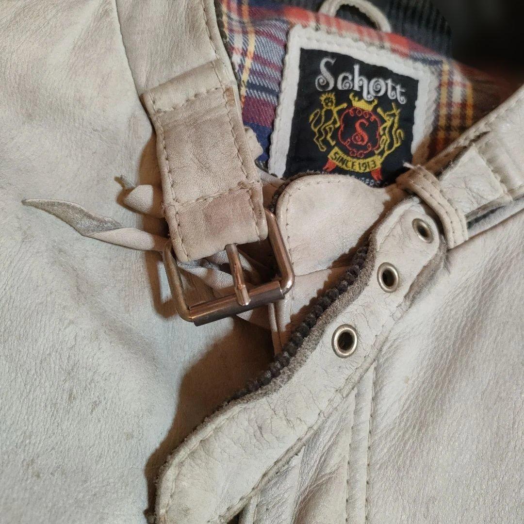 現行タグモデル ダメージ加工 Schott 立襟 シングルライダース 上野商会