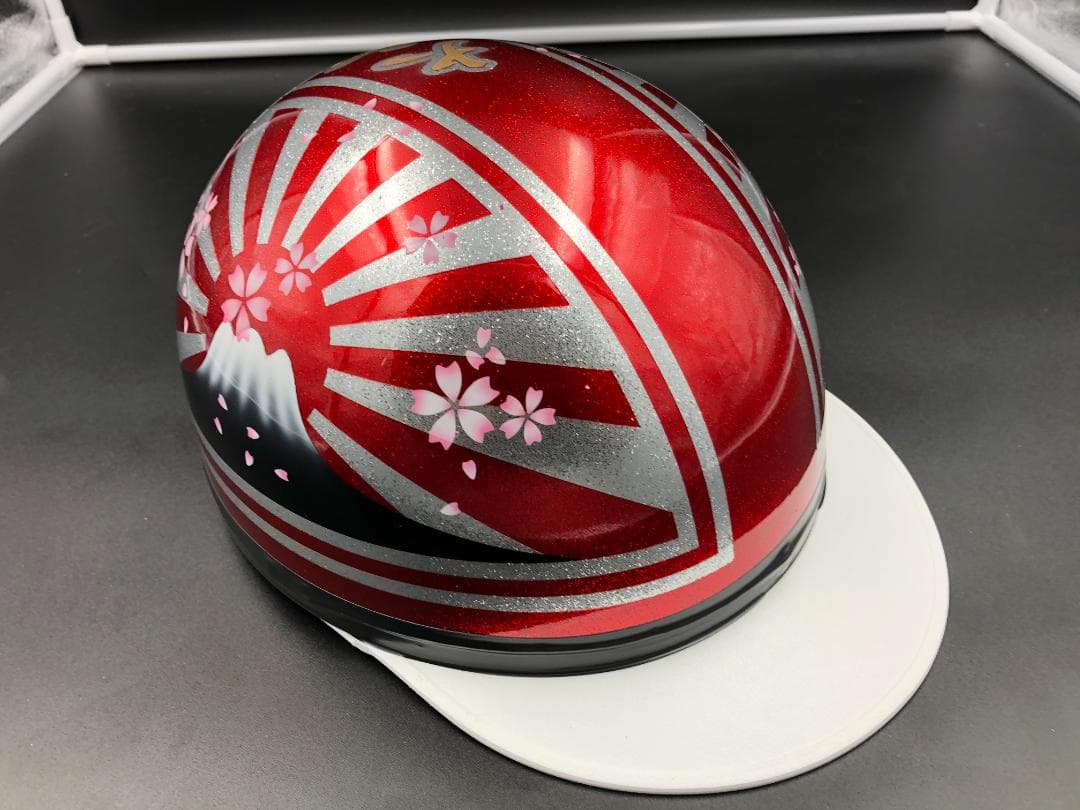 コルク半　カスタム　富士日章　三つボタン　キャンディレッド　ラメ　桜　高級クリヤ