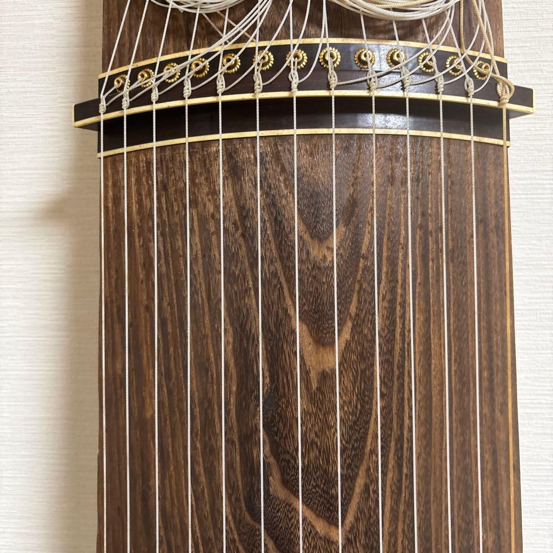 筝 13弦 オレンジ飾り 琴柱付き 花の絵秀本作 ヴィンテージ 引き取り限定